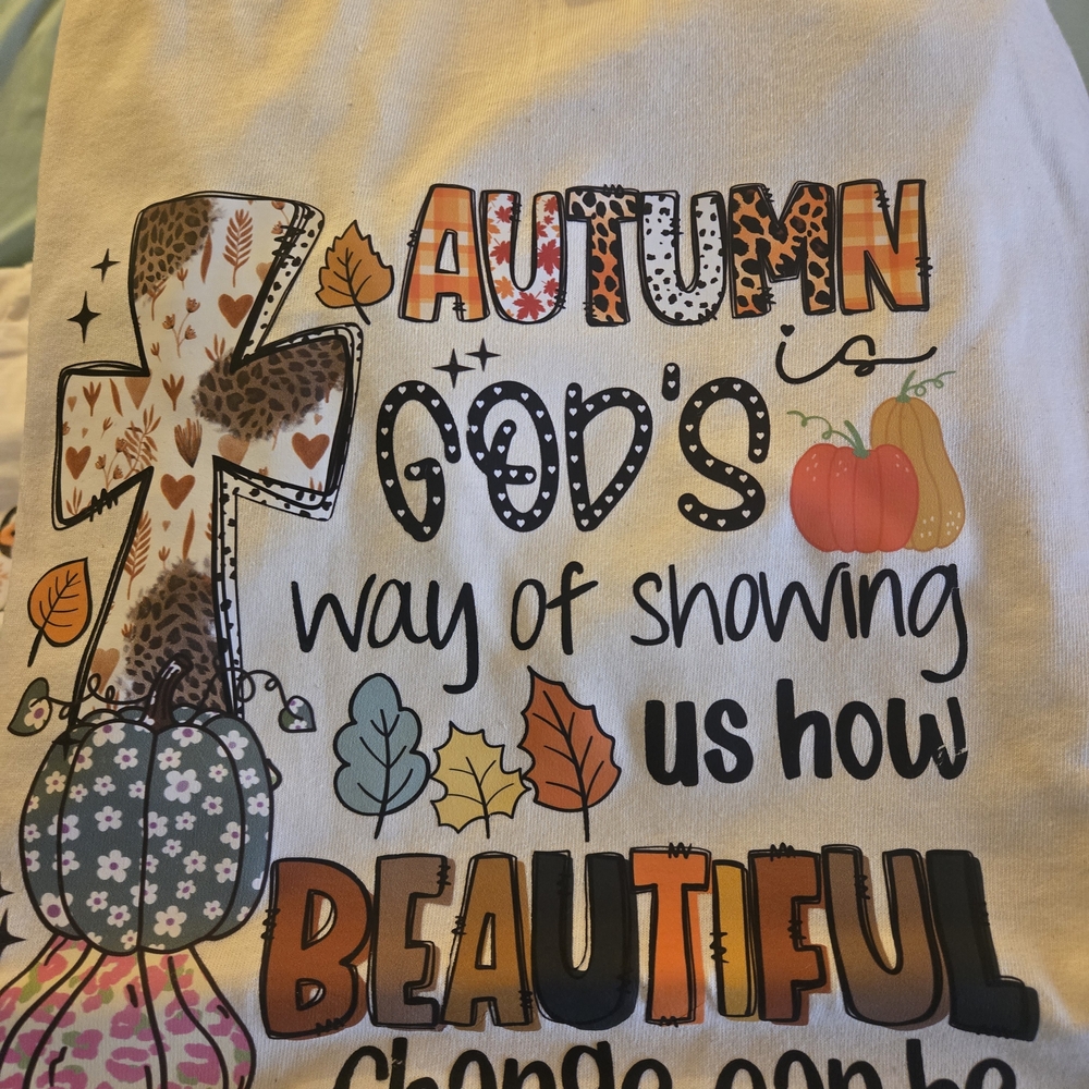 Gildan White Autumn Graphic Tee